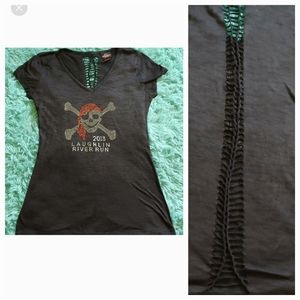 Bikers 2013 Laughlin River run Ripped Back Cut Biker Tee